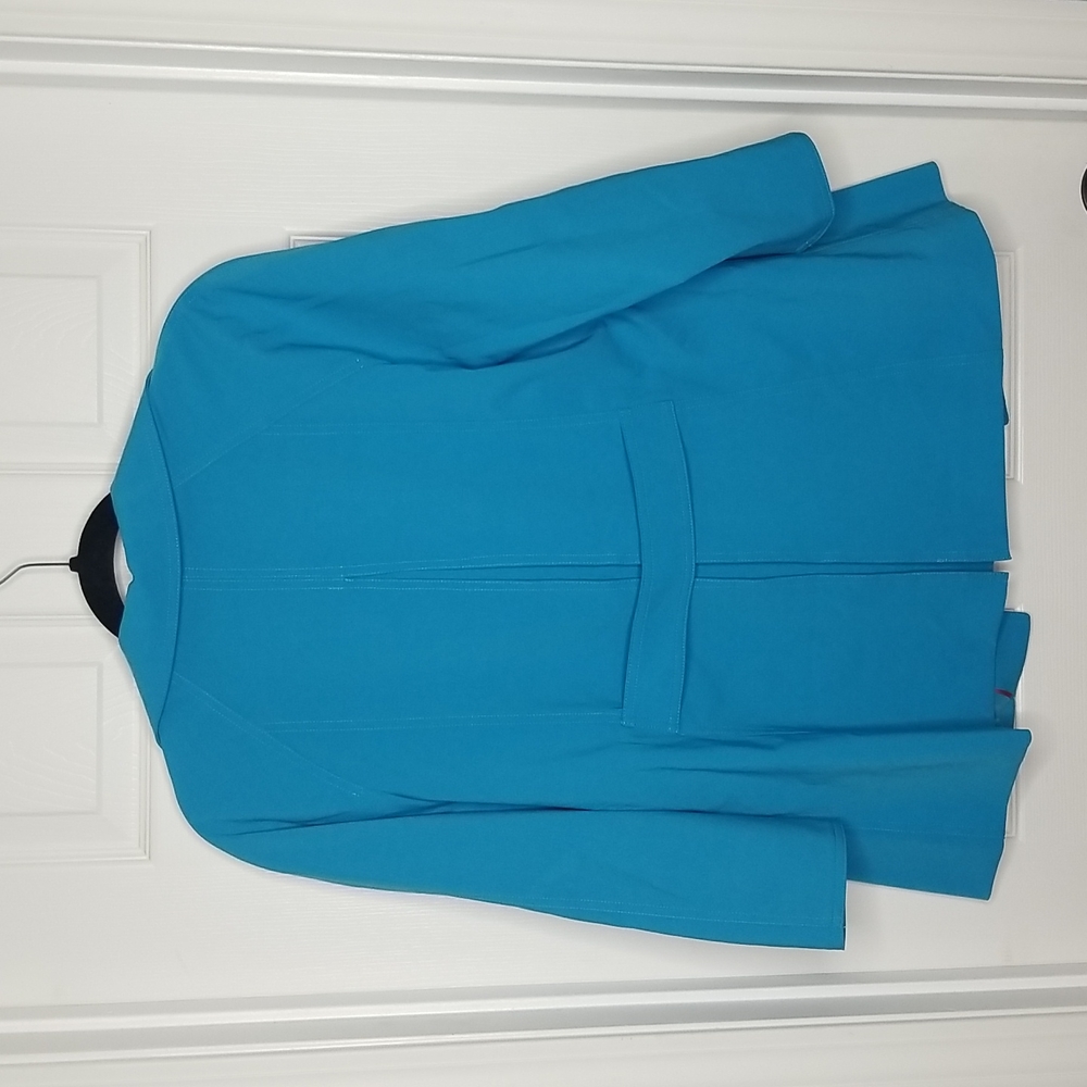 Women's Teal Open Front Blazer Jacket - Picture 2 of 6